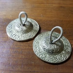 Om Symbol Finger Cymbal Brass 2"